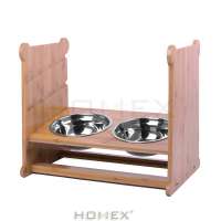 Height Adjustable Bamboo Elecated Dog Feeder Bowl/Homex_BSCI