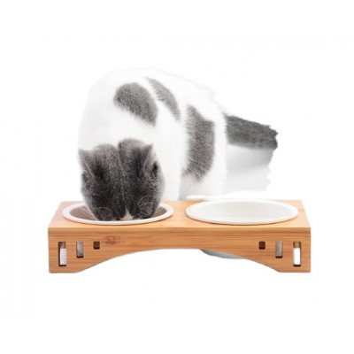 Perfect bamboo Stand  for Cats and Small Raised Pet Feeder Dogs Bowls