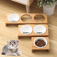 Best Selling Bamboo Elevated Pet Food Stand Feeder Raised Pet Bowls for Cats and Dogs