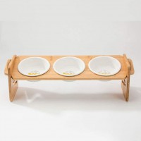 Raised Pet Bowl Feeding Elevated for Large Dogs & Cat Pet Feeder, Adjustable Bamboo Pet Dishes